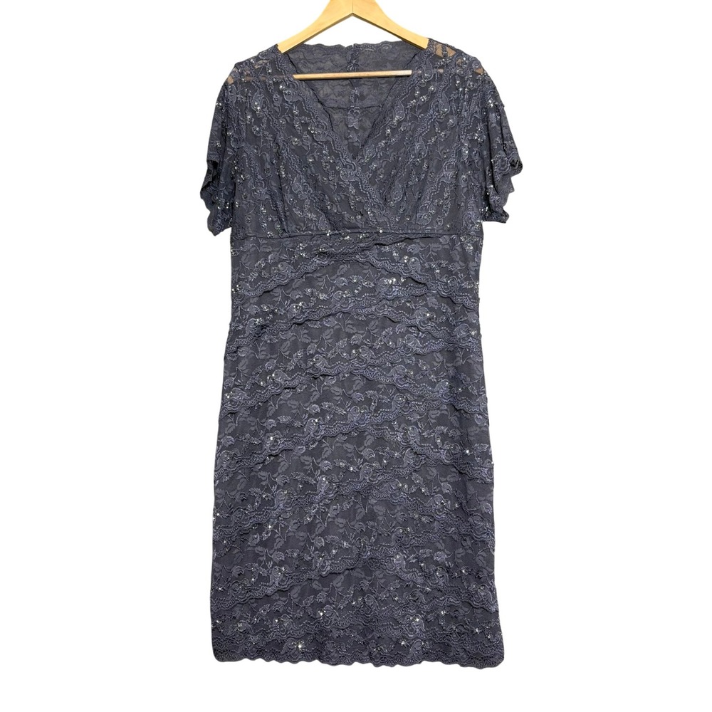 Blu Sage Navy Lace Fit-and-Flare Mini Dress